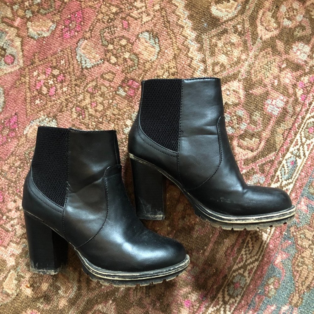 Black high heel boots
